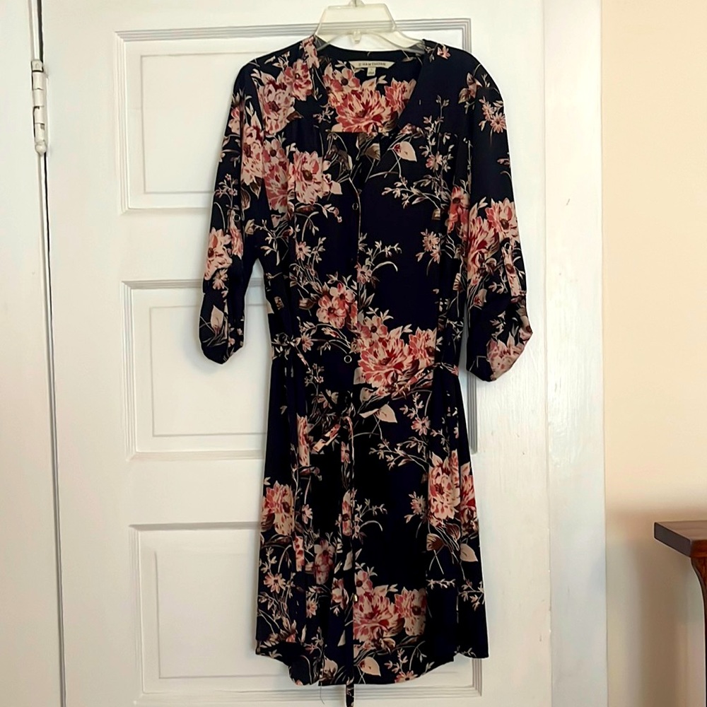 41 Hawthorn Shirt dress, Size L, dark navy with flowers